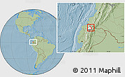 Savanna Style Location Map of Ibarra, highlighted parent region, hill shading
