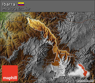 Physical Map of Ibarra, darken