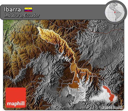 Physical Map of Ibarra, darken