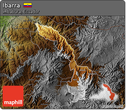 Physical Map of Ibarra, darken