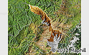 Physical Map of Ibarra, satellite outside