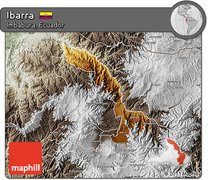 Physical Map of Ibarra, semi-desaturated