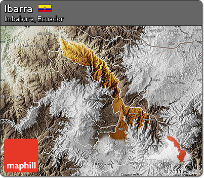 Physical Map of Ibarra, semi-desaturated