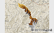Physical Map of Ibarra, shaded relief outside