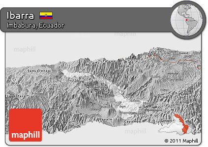 Gray Panoramic Map of Ibarra