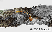 Physical Panoramic Map of Ibarra, darken, semi-desaturated
