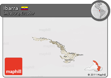 Shaded Relief Panoramic Map of Ibarra, cropped outside