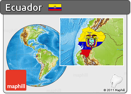 Flag Location Map of Ecuador, physical outside