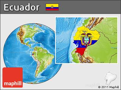 Flag Location Map of Ecuador, physical outside