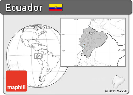 Gray Location Map of Ecuador, blank outside