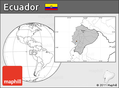 Gray Location Map of Ecuador, blank outside