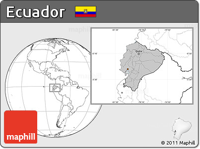 Gray Location Map of Ecuador, blank outside