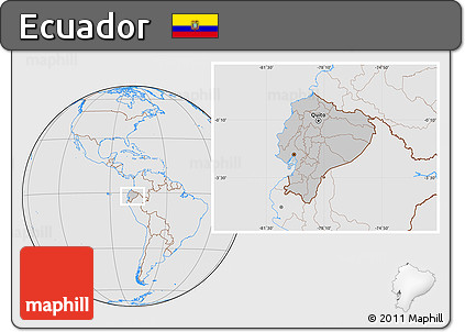 Gray Location Map of Ecuador, lighten, desaturated