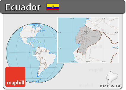 Gray Location Map of Ecuador, lighten, land only