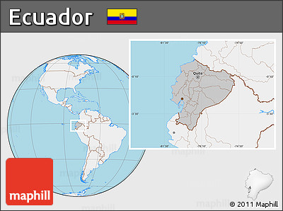 Gray Location Map of Ecuador, lighten, land only