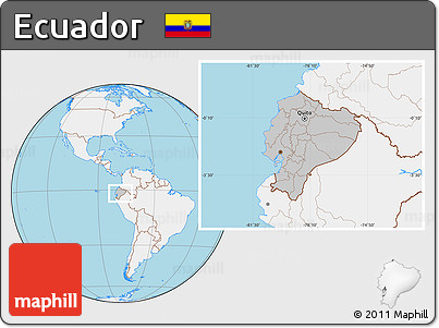 Gray Location Map of Ecuador, lighten, land only