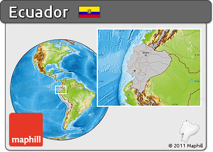 Gray Location Map of Ecuador, physical outside