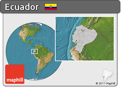 Gray Location Map of Ecuador, satellite outside