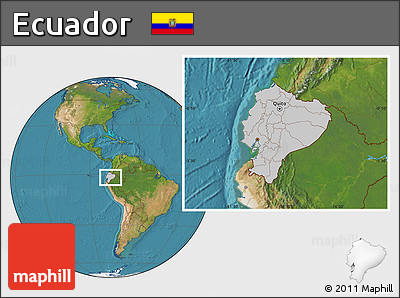 Gray Location Map of Ecuador, satellite outside