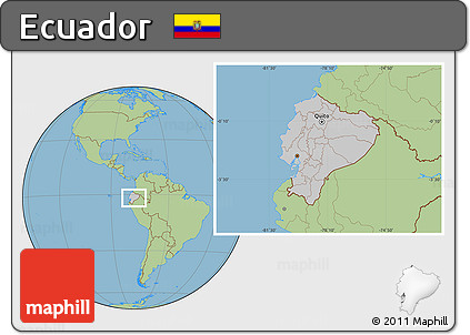 Gray Location Map of Ecuador, savanna style outside