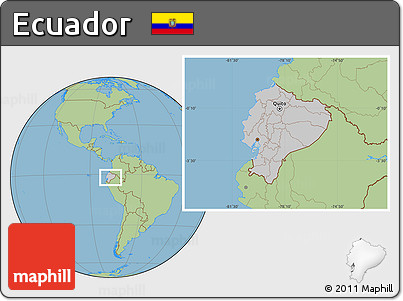 Gray Location Map of Ecuador, savanna style outside