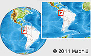 Physical Location Map of Ecuador, highlighted continent, within the entire continent