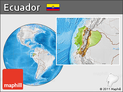 Physical Location Map of Ecuador, lighten, desaturated, land only