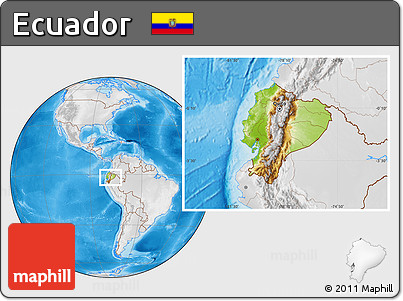 Physical Location Map of Ecuador, lighten, desaturated, land only