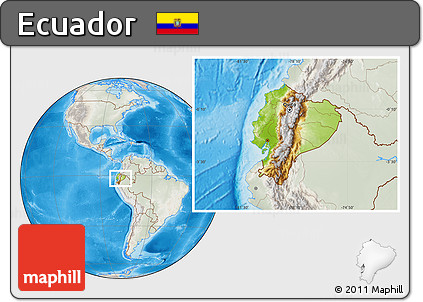 Physical Location Map of Ecuador, lighten, semi-desaturated, land only