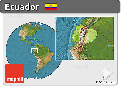 Physical Location Map of Ecuador, satellite outside