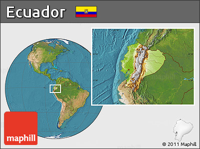 Physical Location Map of Ecuador, satellite outside