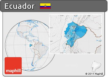 Political Location Map of Ecuador, lighten, desaturated