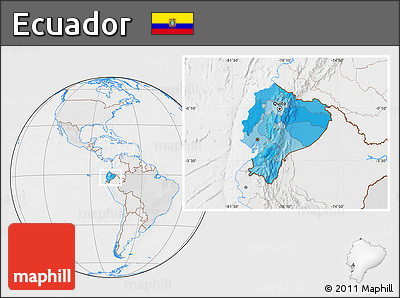 Political Location Map of Ecuador, lighten, desaturated