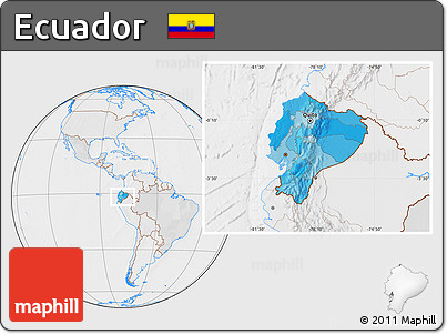 Political Location Map of Ecuador, lighten, desaturated