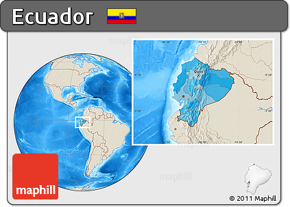 Political Location Map of Ecuador, shaded relief outside