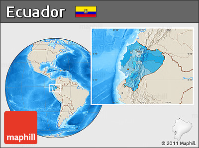 Political Location Map of Ecuador, shaded relief outside