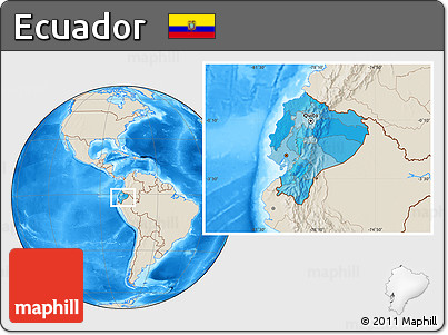 Political Location Map of Ecuador, shaded relief outside