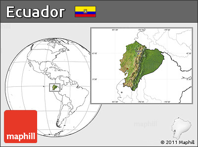 Satellite Location Map of Ecuador, blank outside