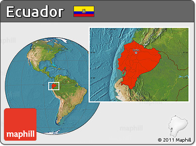 Satellite Location Map of Ecuador