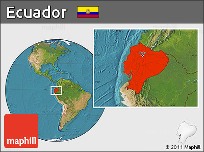 Satellite Location Map of Ecuador