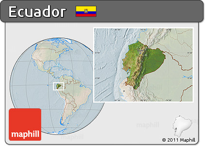 Satellite Location Map of Ecuador, lighten