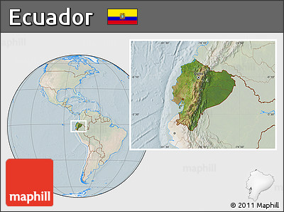 Satellite Location Map of Ecuador, lighten
