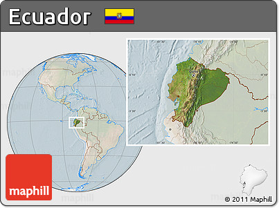 Satellite Location Map of Ecuador, lighten