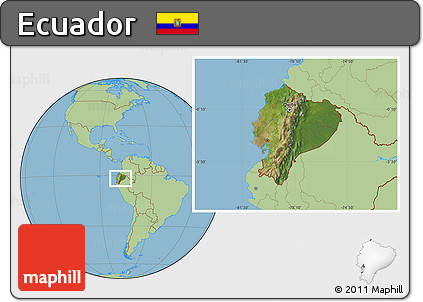 Satellite Location Map of Ecuador, savanna style outside