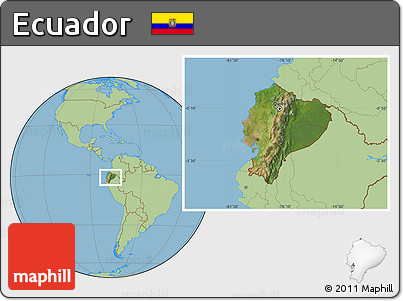 Satellite Location Map of Ecuador, savanna style outside