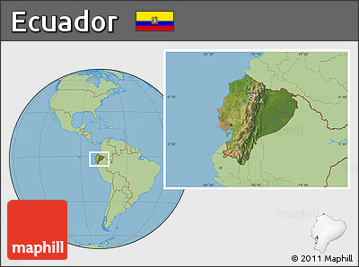 Satellite Location Map of Ecuador, savanna style outside