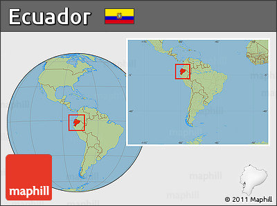 Savanna Style Location Map of Ecuador, within the entire continent