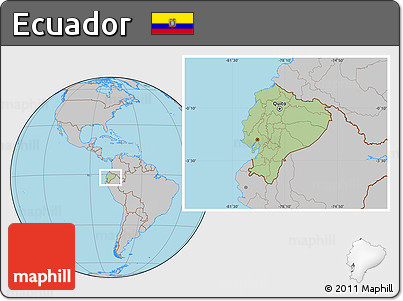 Savanna Style Location Map of Ecuador, gray outside