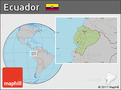 Savanna Style Location Map of Ecuador, gray outside