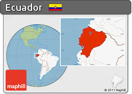 Savanna Style Location Map of Ecuador, highlighted continent